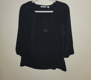 Susan Graver Black V-Neck Blouse